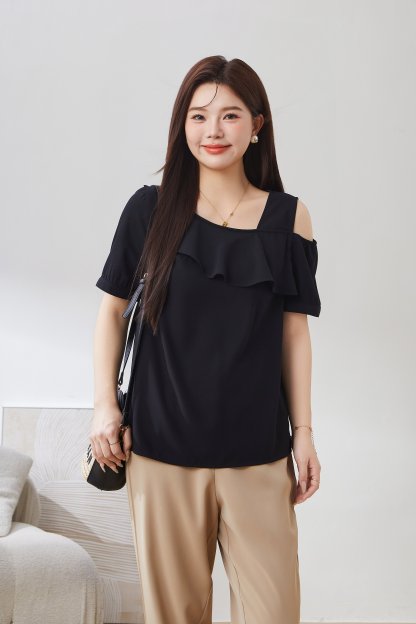 Loose Off-Shoulder Woven Top EXA3079