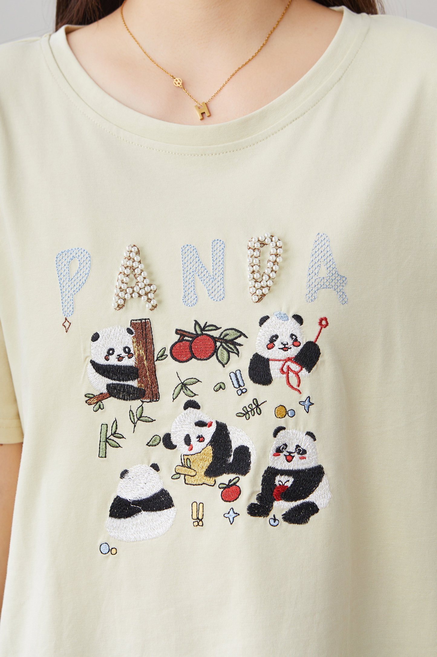 US Beaded Embroidered Bear Knit T-Shirt EXZ2993