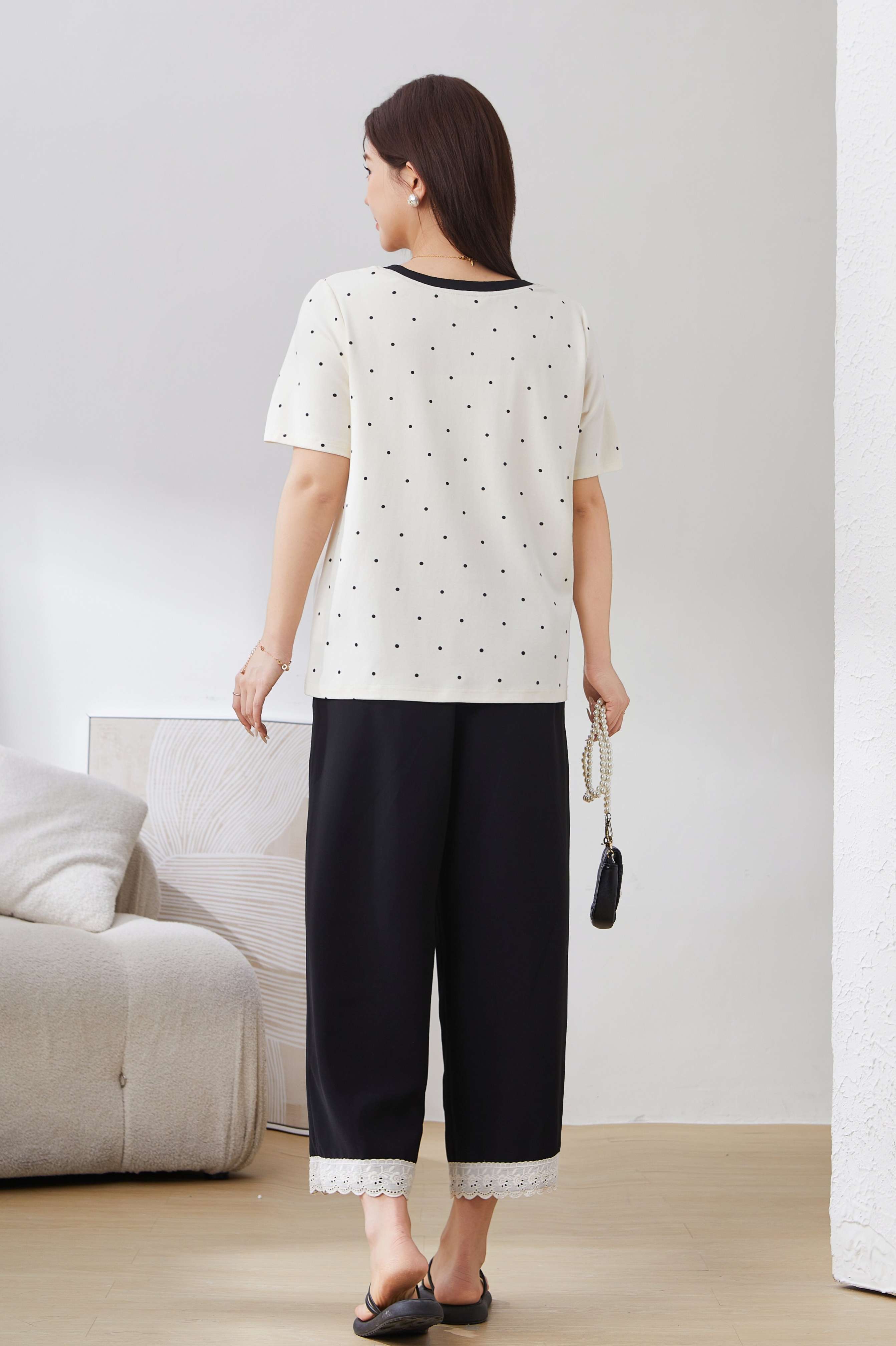 Polka Dot Carousel Print Top EXZ5050