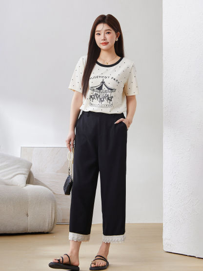 Polka Dot Carousel Print Top EXZ5050