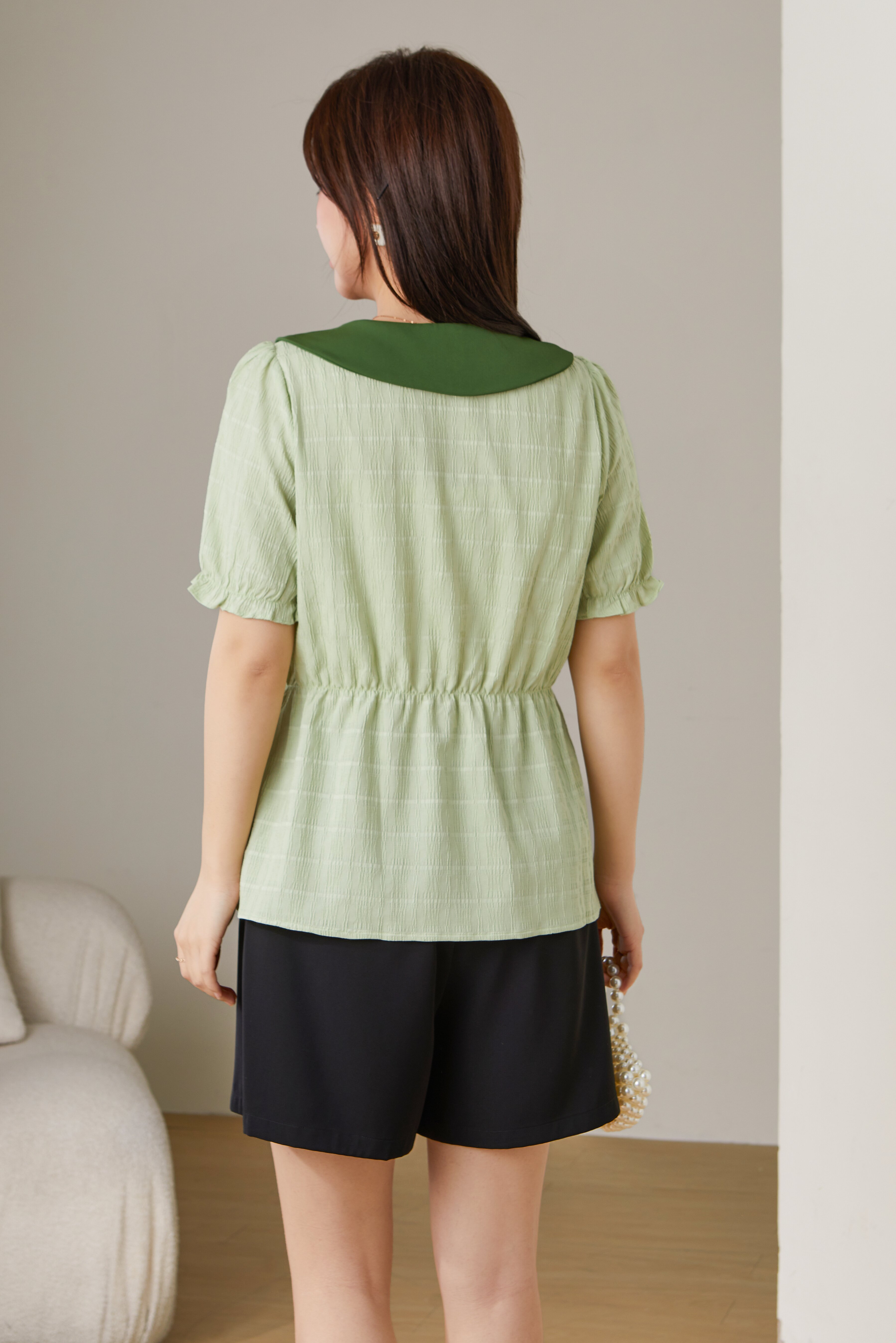 Large Lapel Contrast Color Shirt Dxa0997