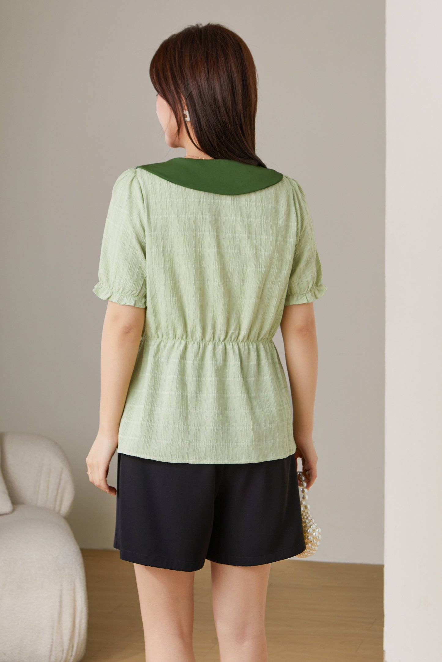 Large Lapel Contrast Color Shirt Dxa0997