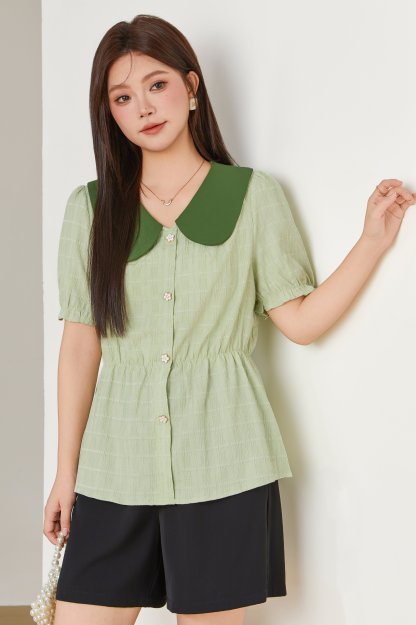 Large Lapel Contrast Color Shirt Dxa0997