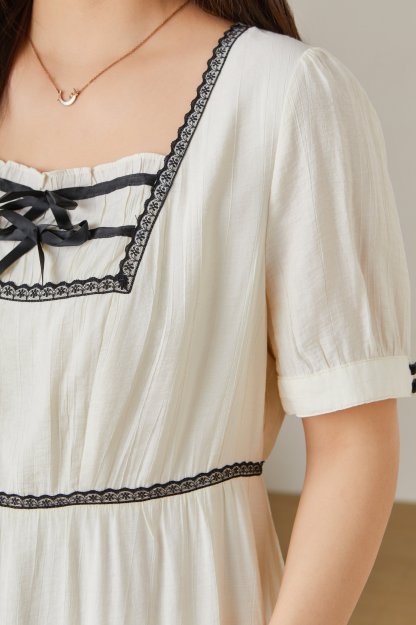 Bowknot Square Neck Dress DXQ0753