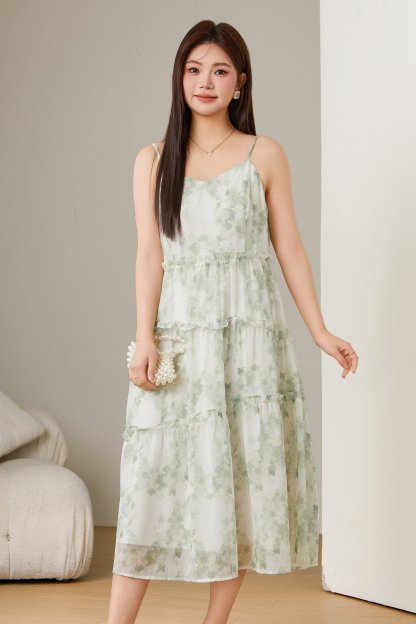 Floral suspender dress ECQ2586