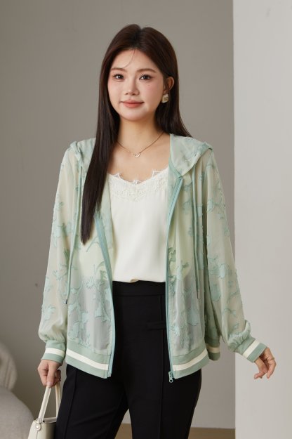 Jacquard Hooded Thin Jacket ECW2568N