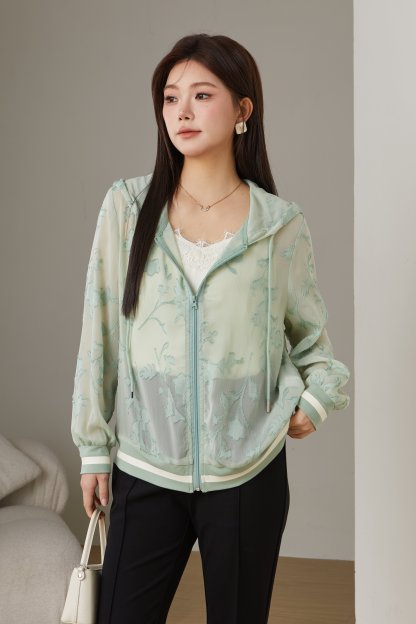 Jacquard Hooded Thin Jacket ECW2568N