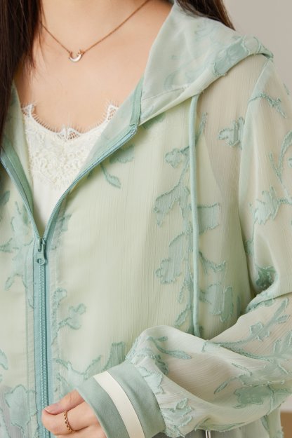 Jacquard Hooded Thin Jacket ECW2568N