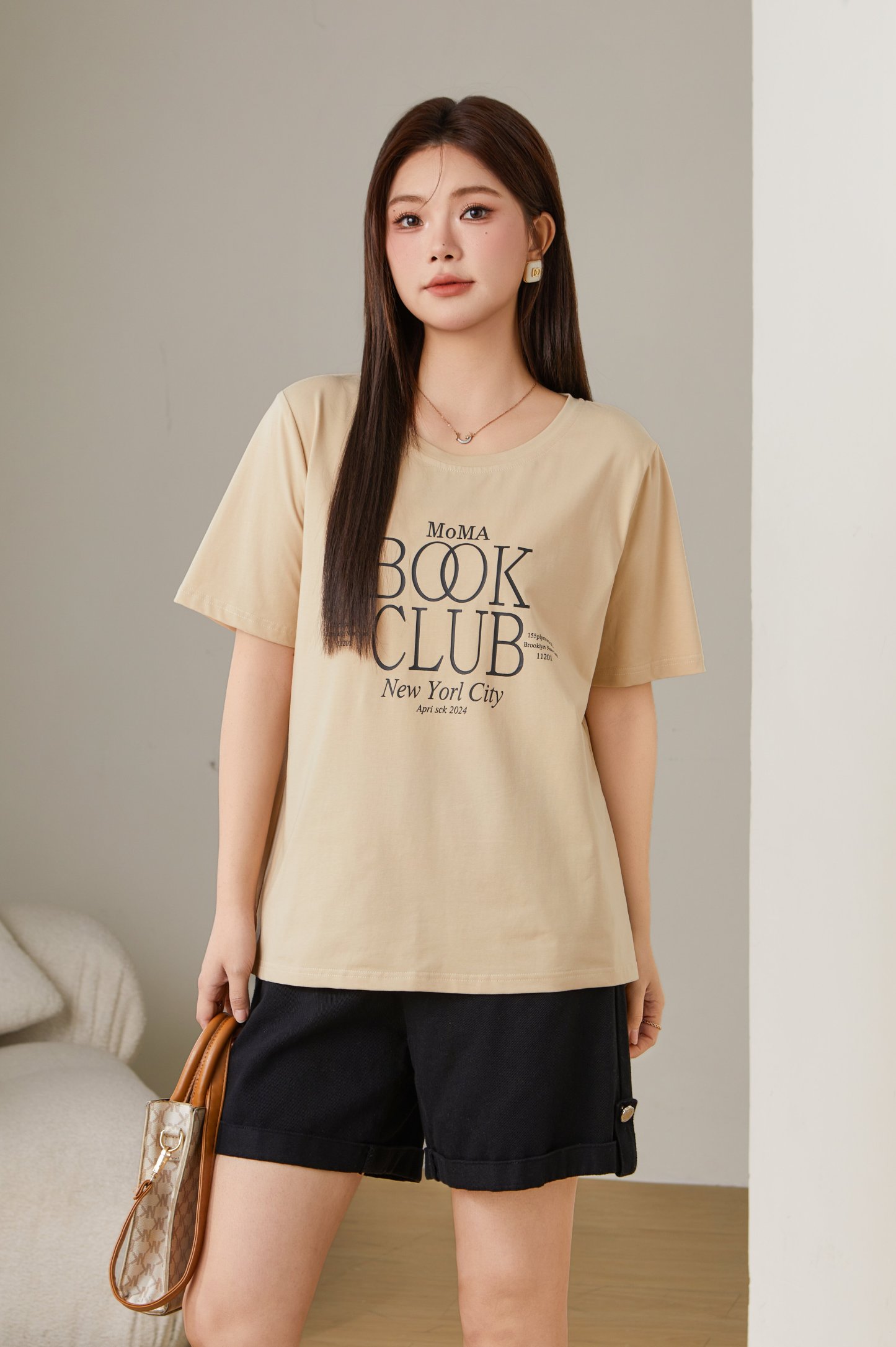 Round Neck Letter Print T-shirt Top Exz2670