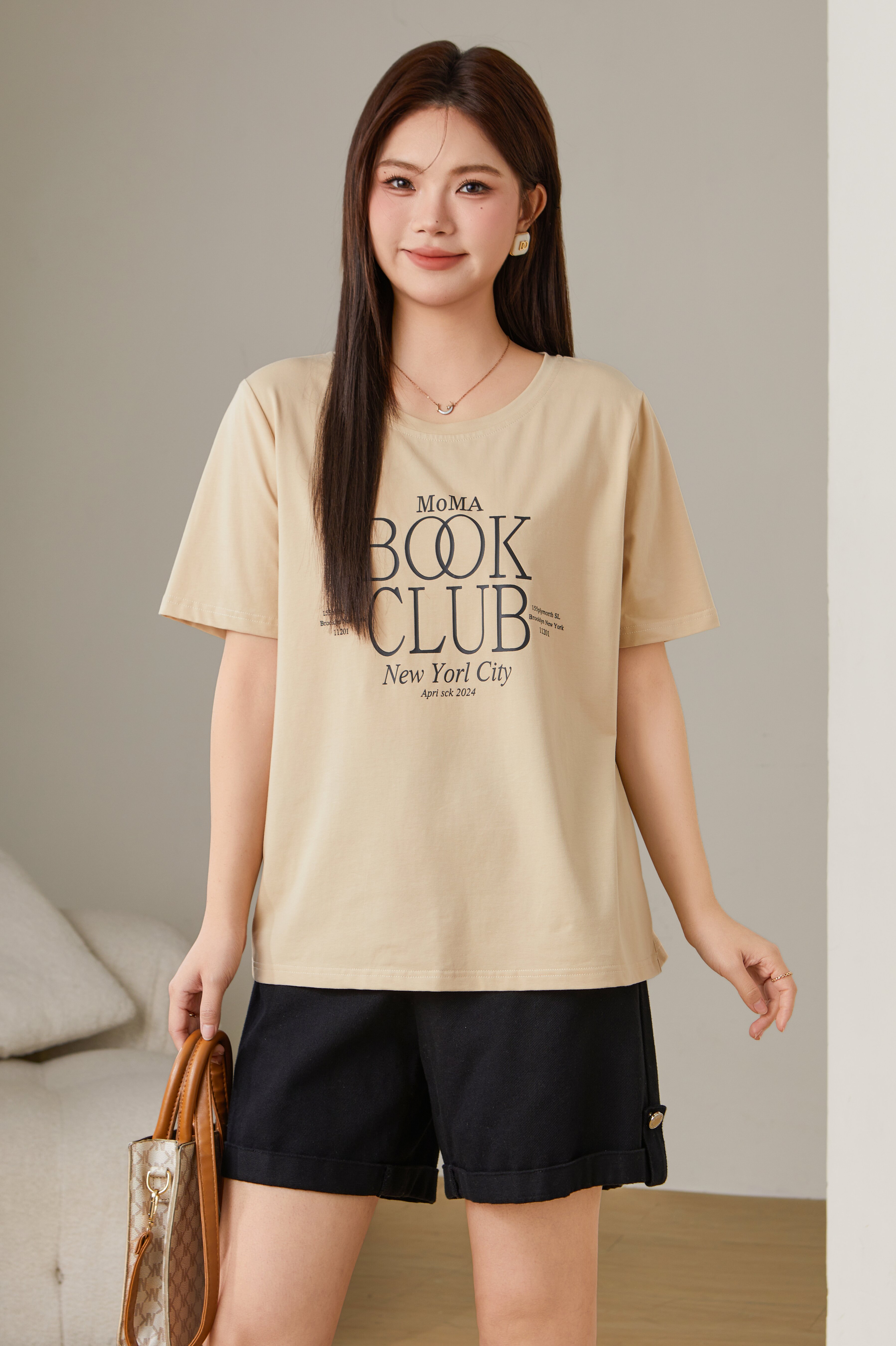 Round Neck Letter Print T-shirt Top Exz2670