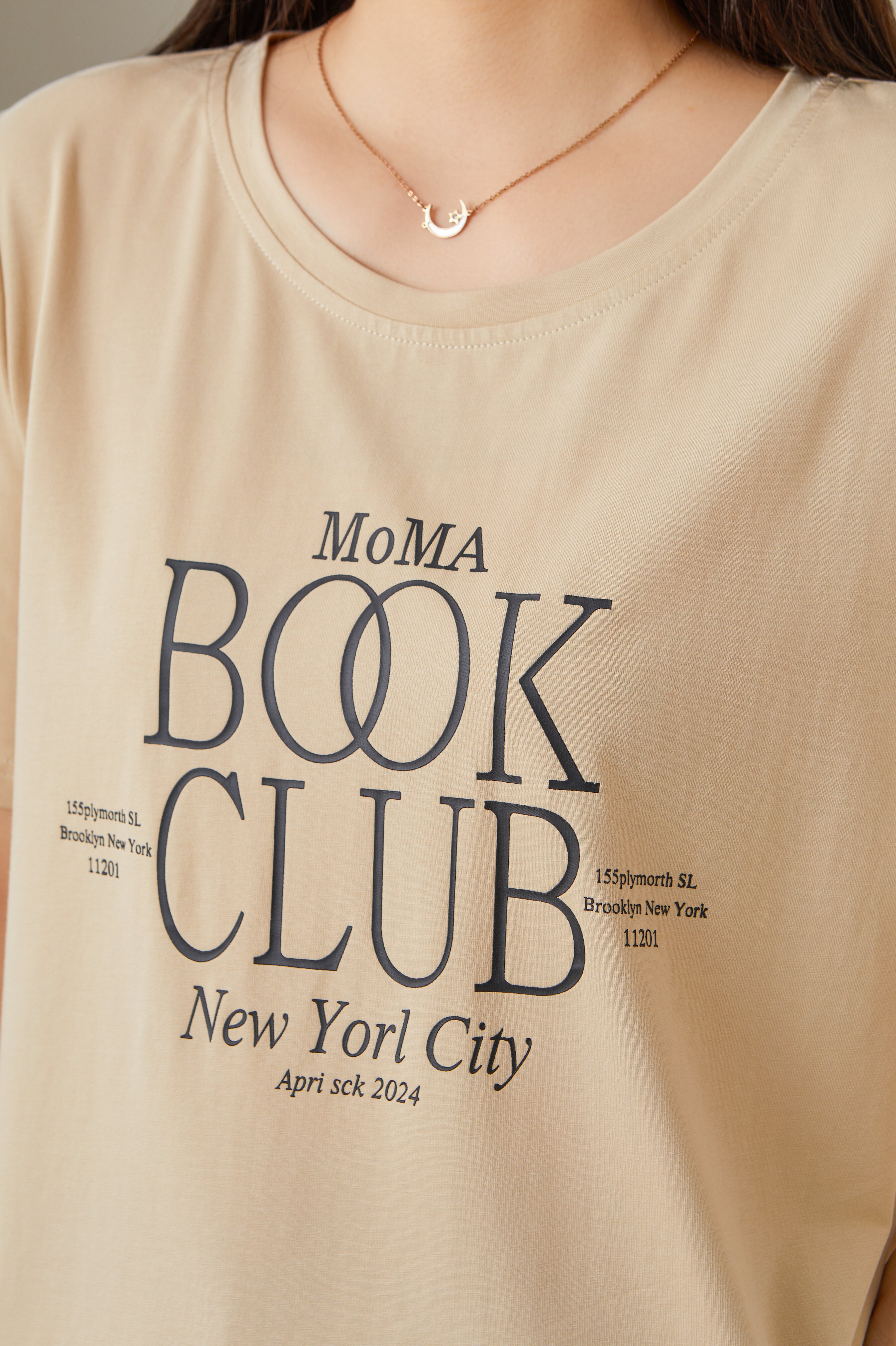 Round Neck Letter Print T-shirt Top Exz2670