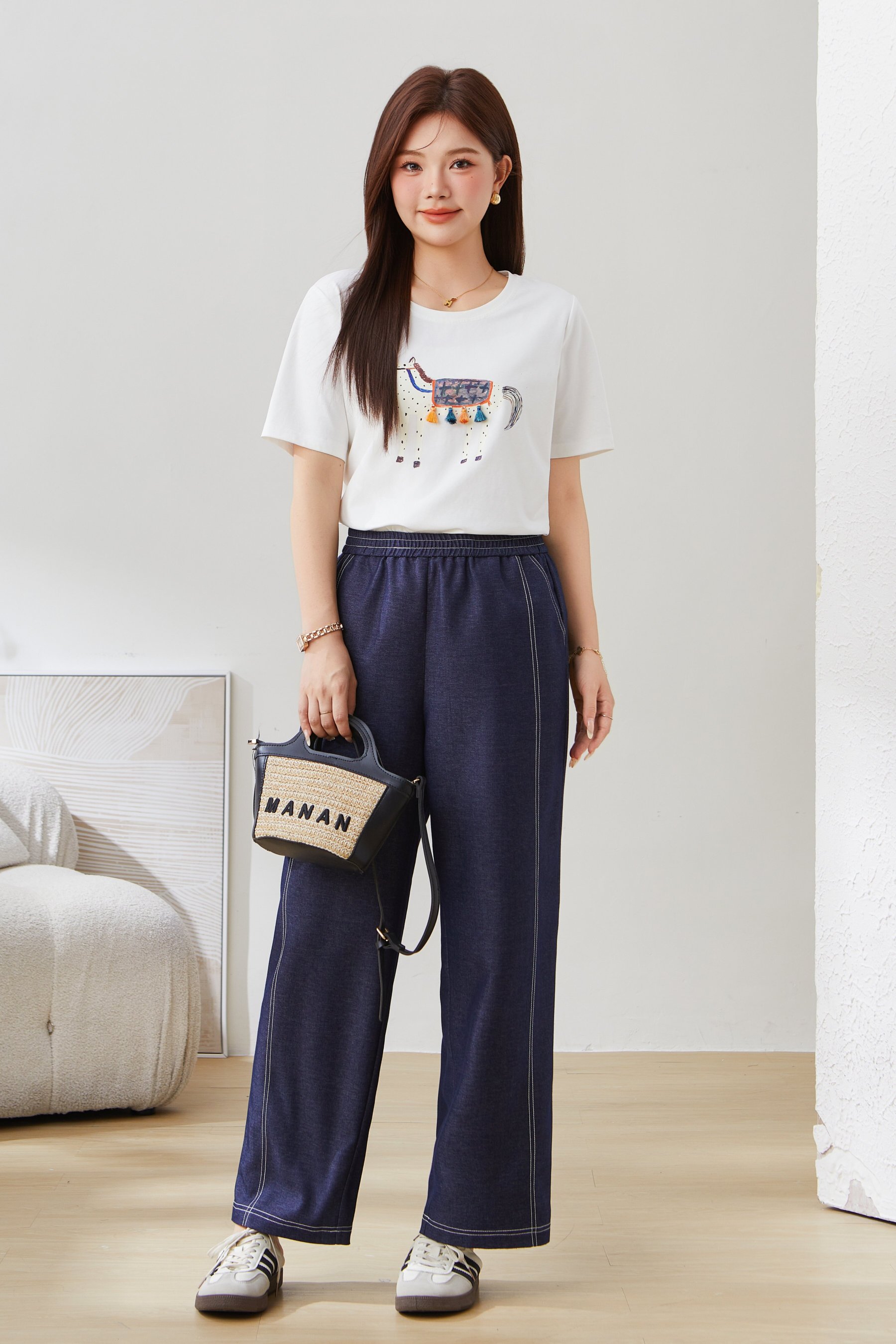 Fashionable Modern Imitation Denim Casual Pants EXK5303