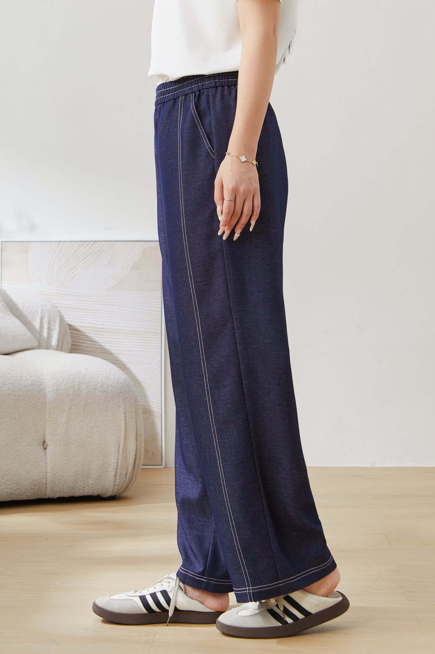 Fashionable Modern Imitation Denim Casual Pants EXK5303