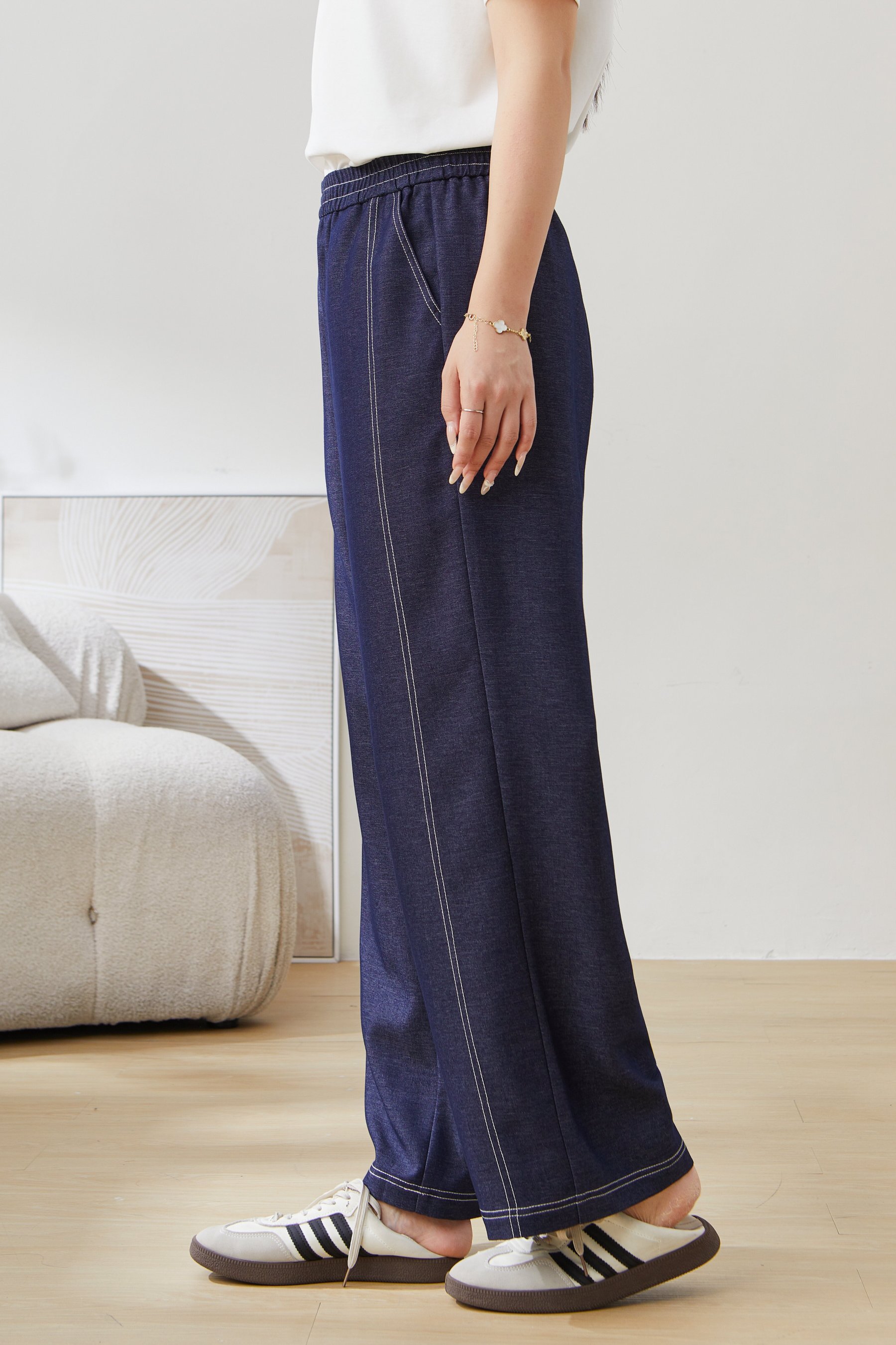 Fashionable Modern Imitation Denim Casual Pants EXK5303