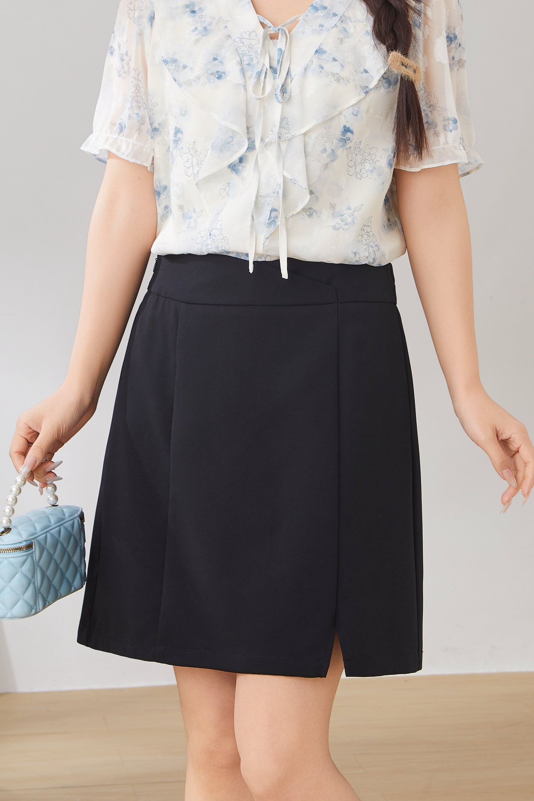 High Waist Slit Midi Skirt EXBQ2928