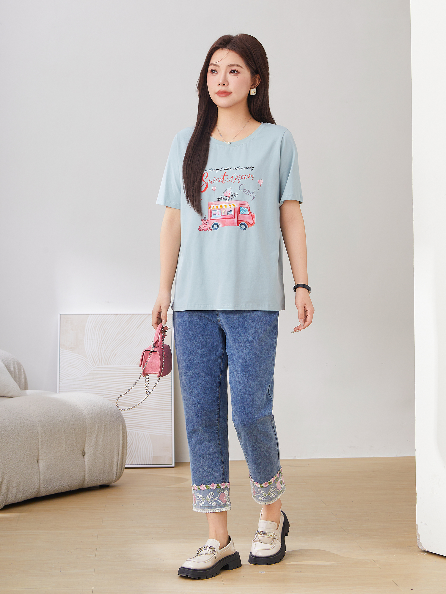 Cartoon Style Versatile Skin-friendly Knitted T-shirt DXZ1330