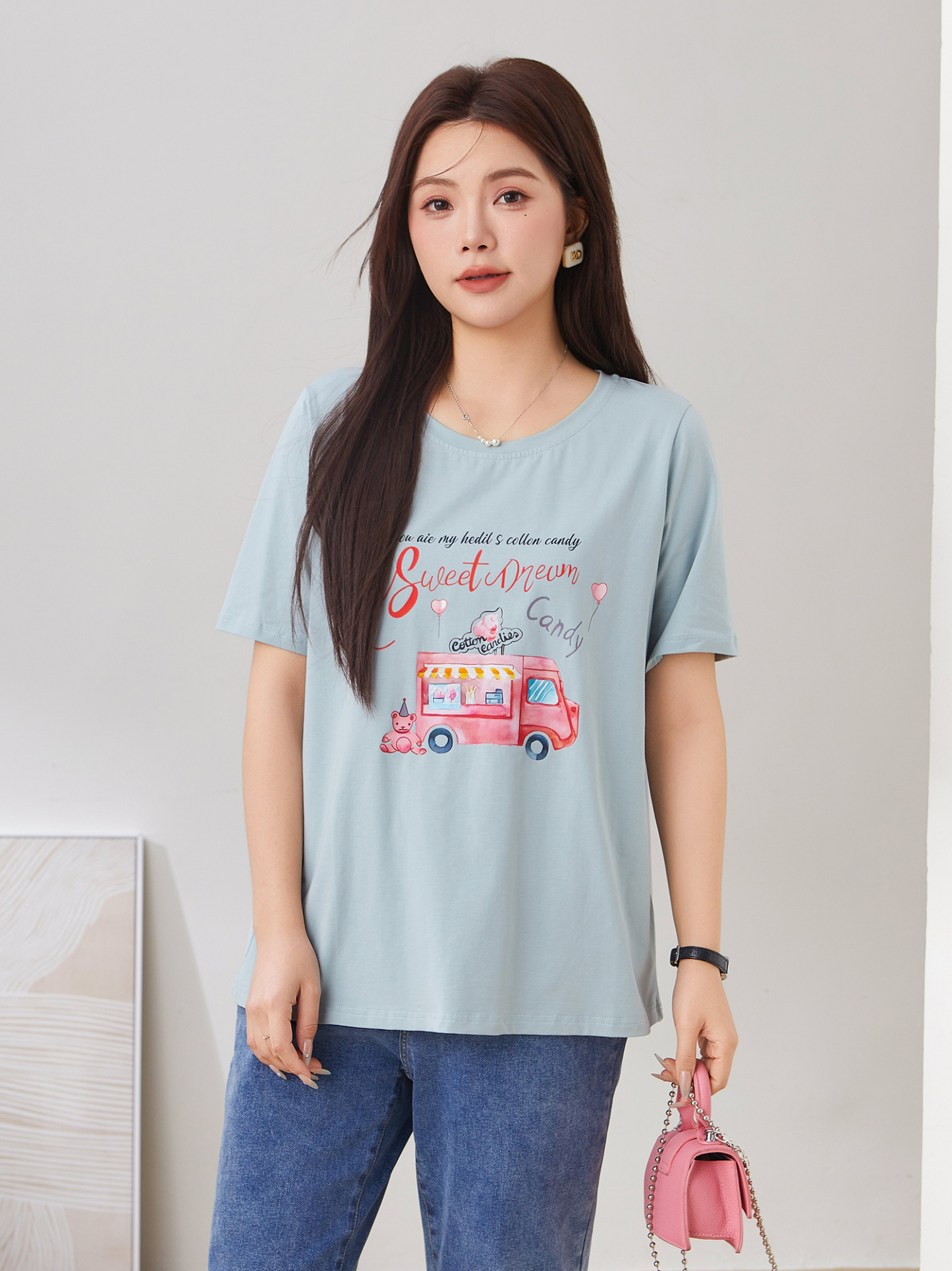 Cartoon Style Versatile Skin-friendly Knitted T-shirt DXZ1330