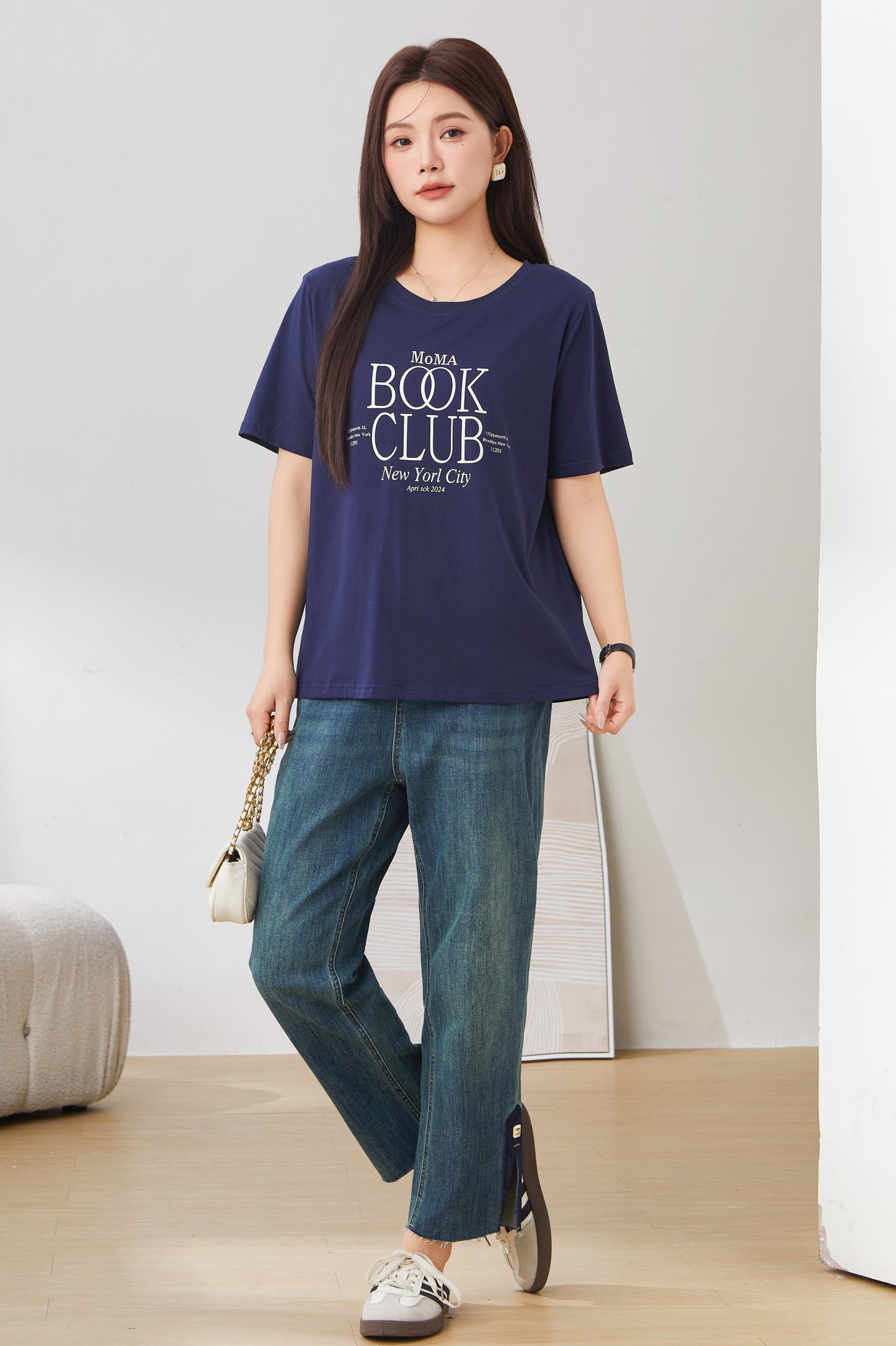 Round Neck Letter Print T-shirt Top Exz2670