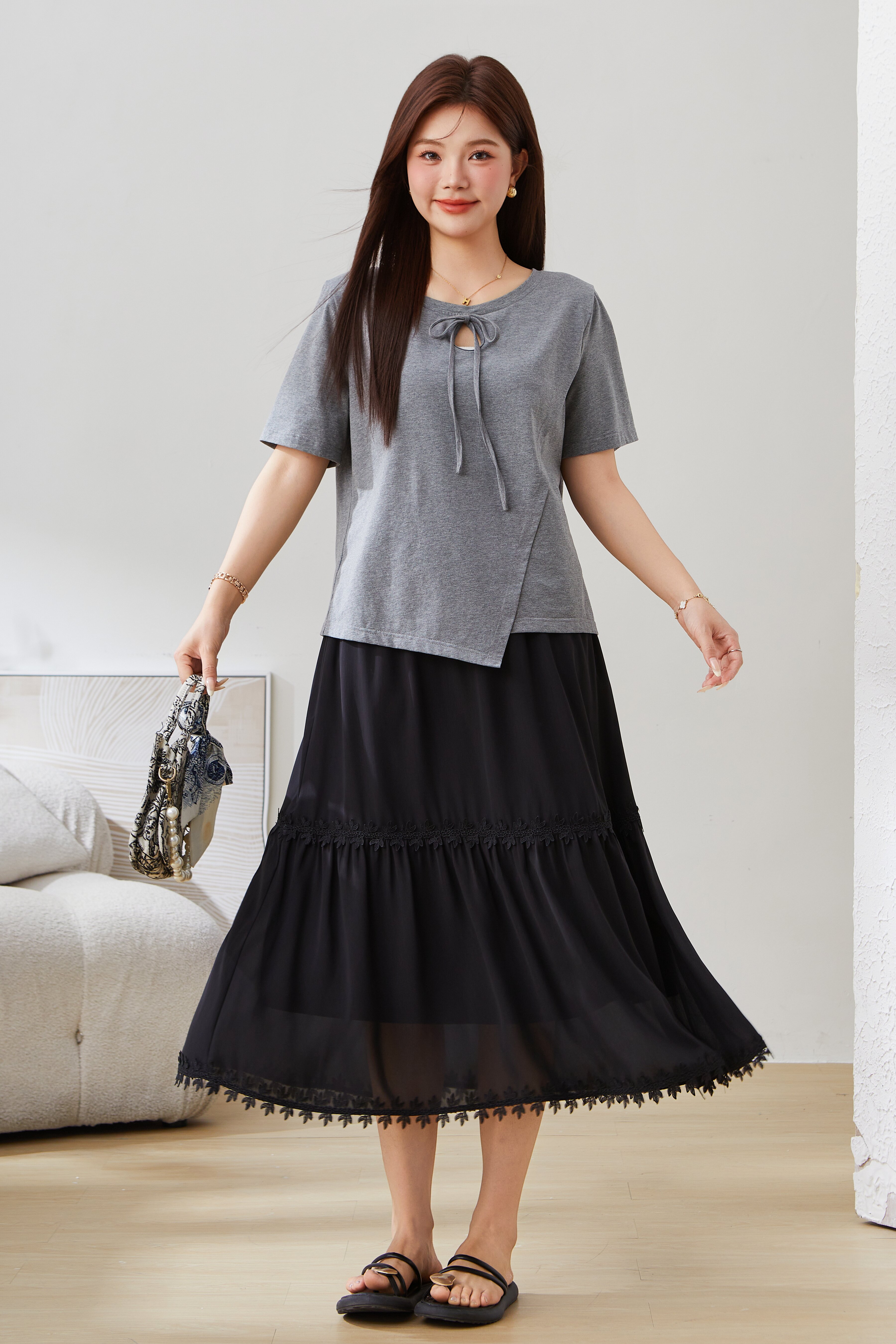 Irregular Bow Elegant Top EXZ5179