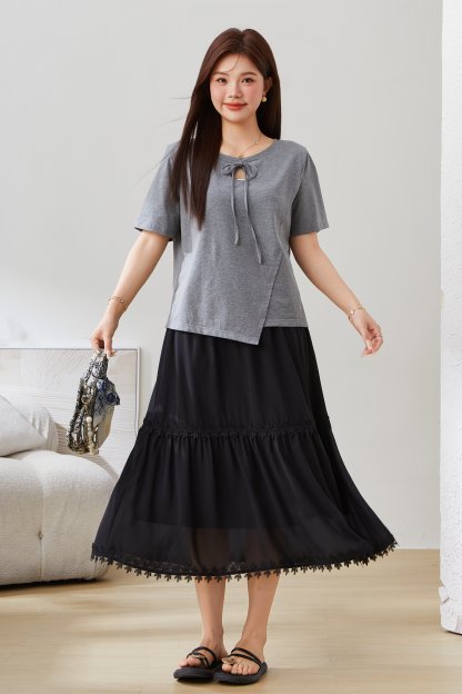 Irregular Bow Elegant Top EXZ5179