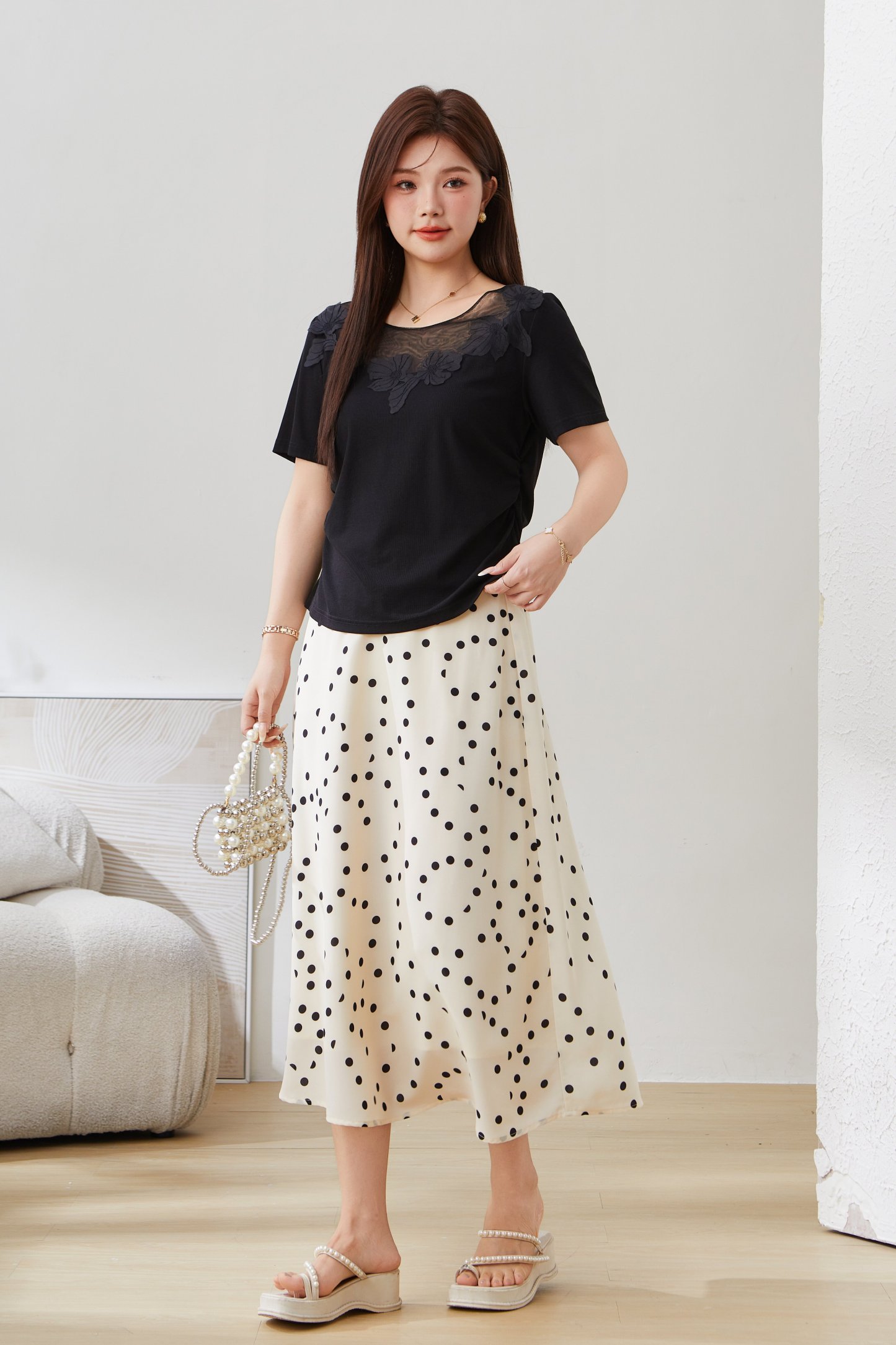 Spliced Three-Dimensional Flower Top EXZ5282