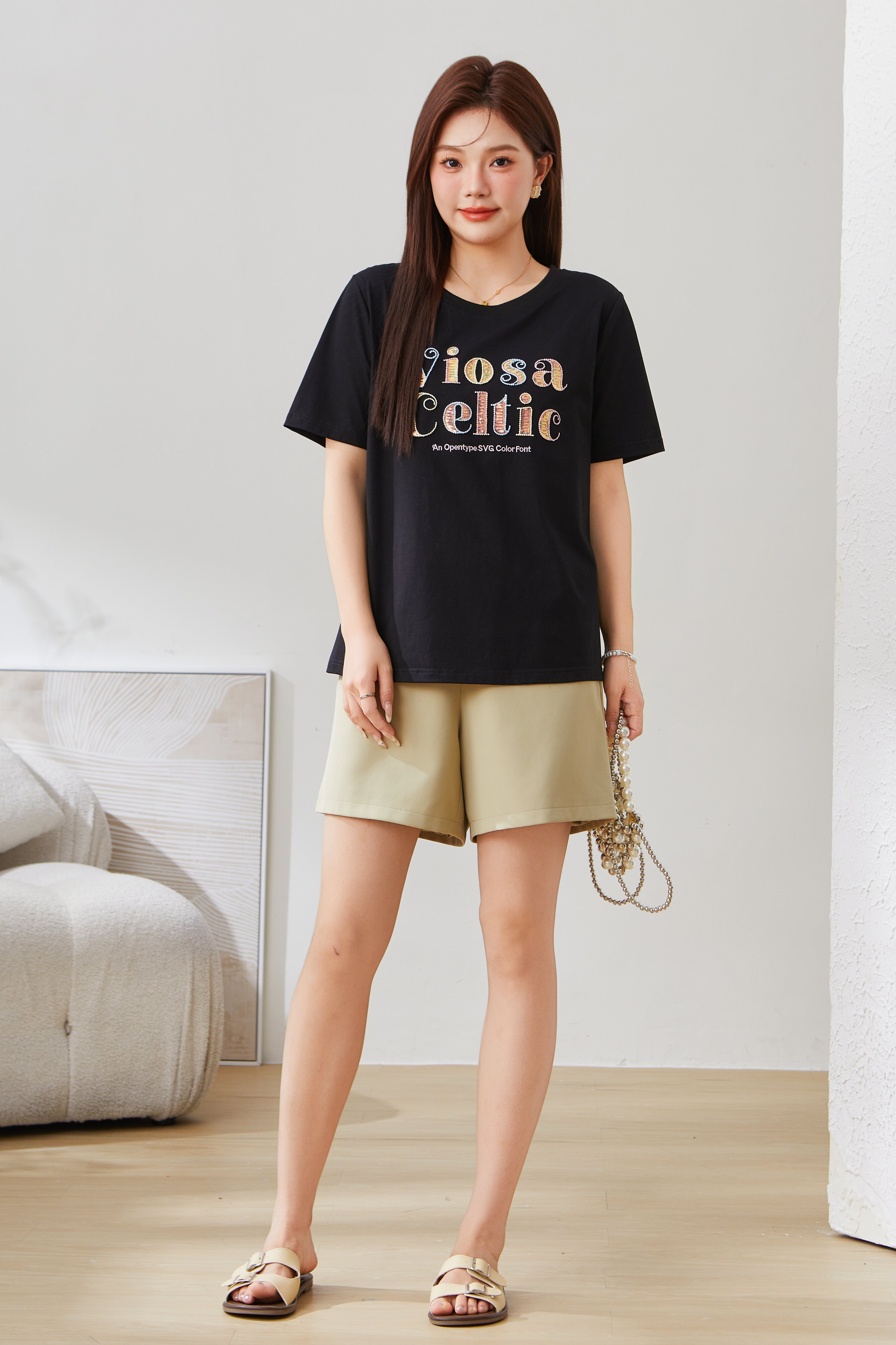 Arch Bridge Letter Embroidered Knitted Short Sleeve EXZ5311