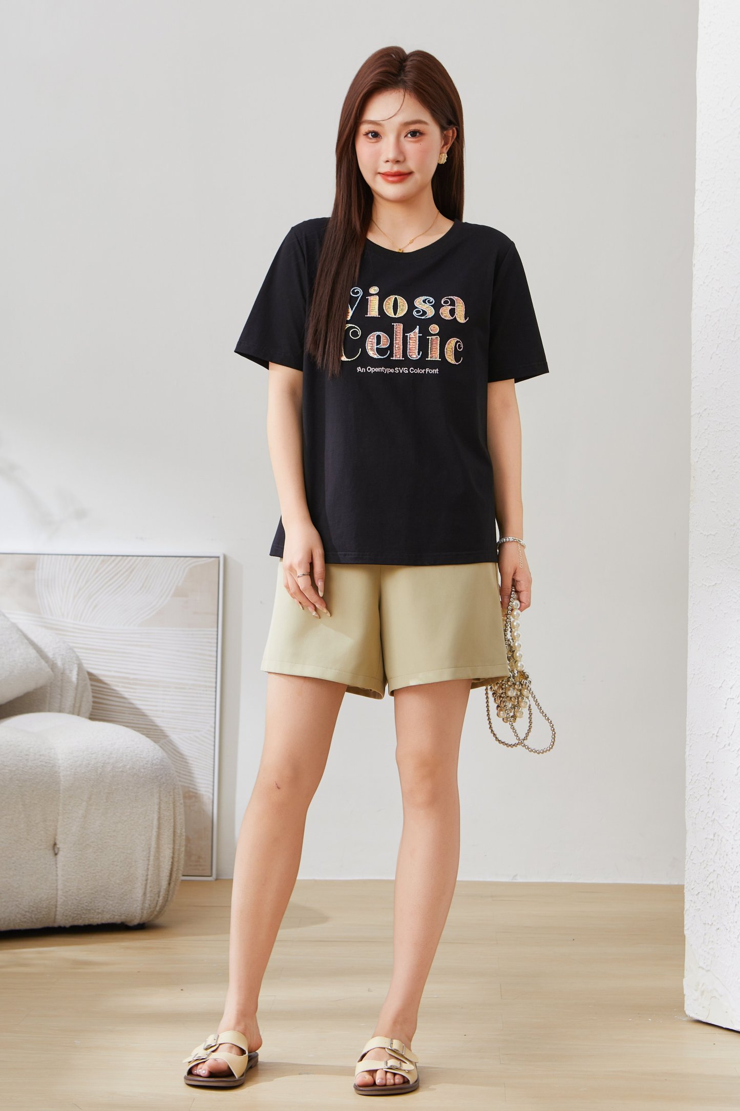 Arch Bridge Letter Embroidered Knitted Short Sleeve EXZ5311