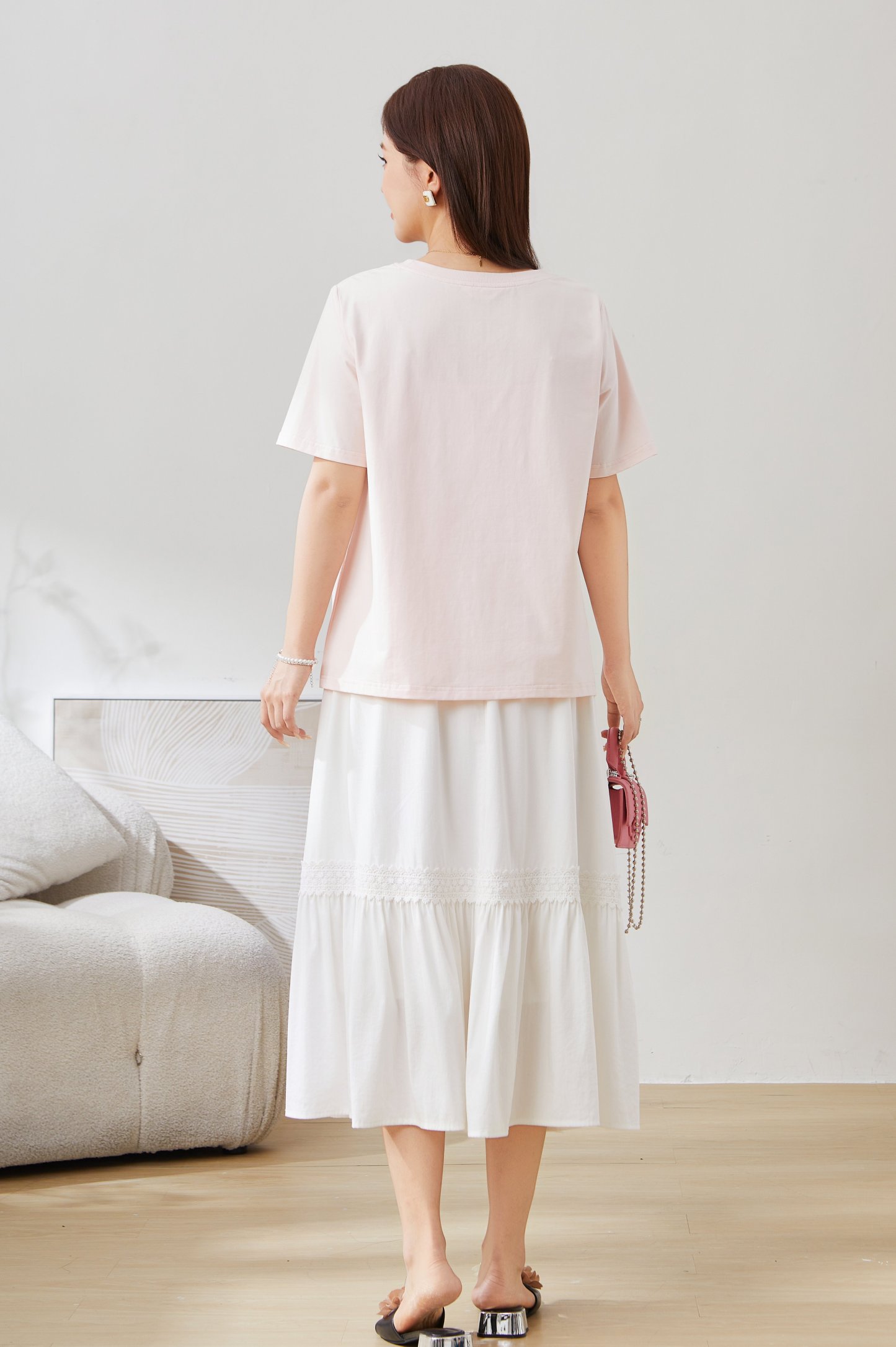 Arch Bridge Letter Embroidered Knitted Short Sleeve EXZ5311