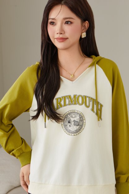 Color Block Raglan Letter Print Sweatshirt ECZ1235N