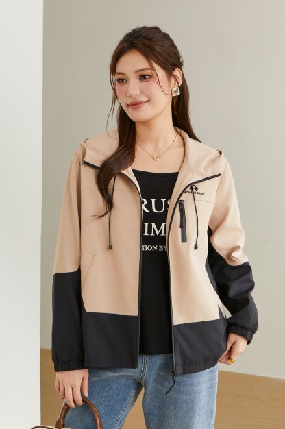 Color Contrast Patchwork Jacket Coat Ddw2107