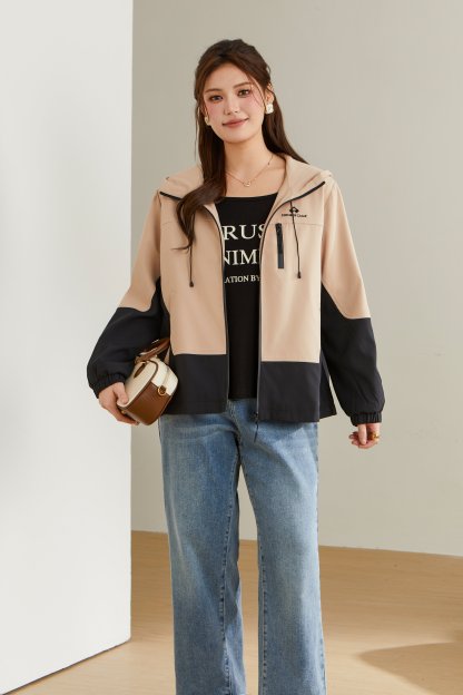 Color Contrast Patchwork Jacket Coat Ddw2107