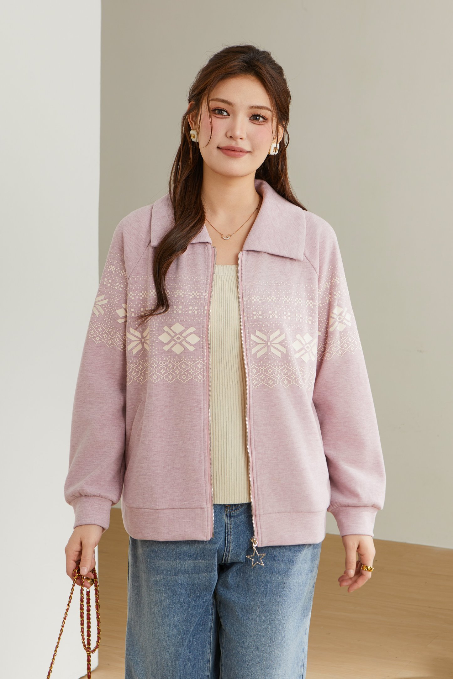 Lapel Printed Thin Jacket DDZ2159