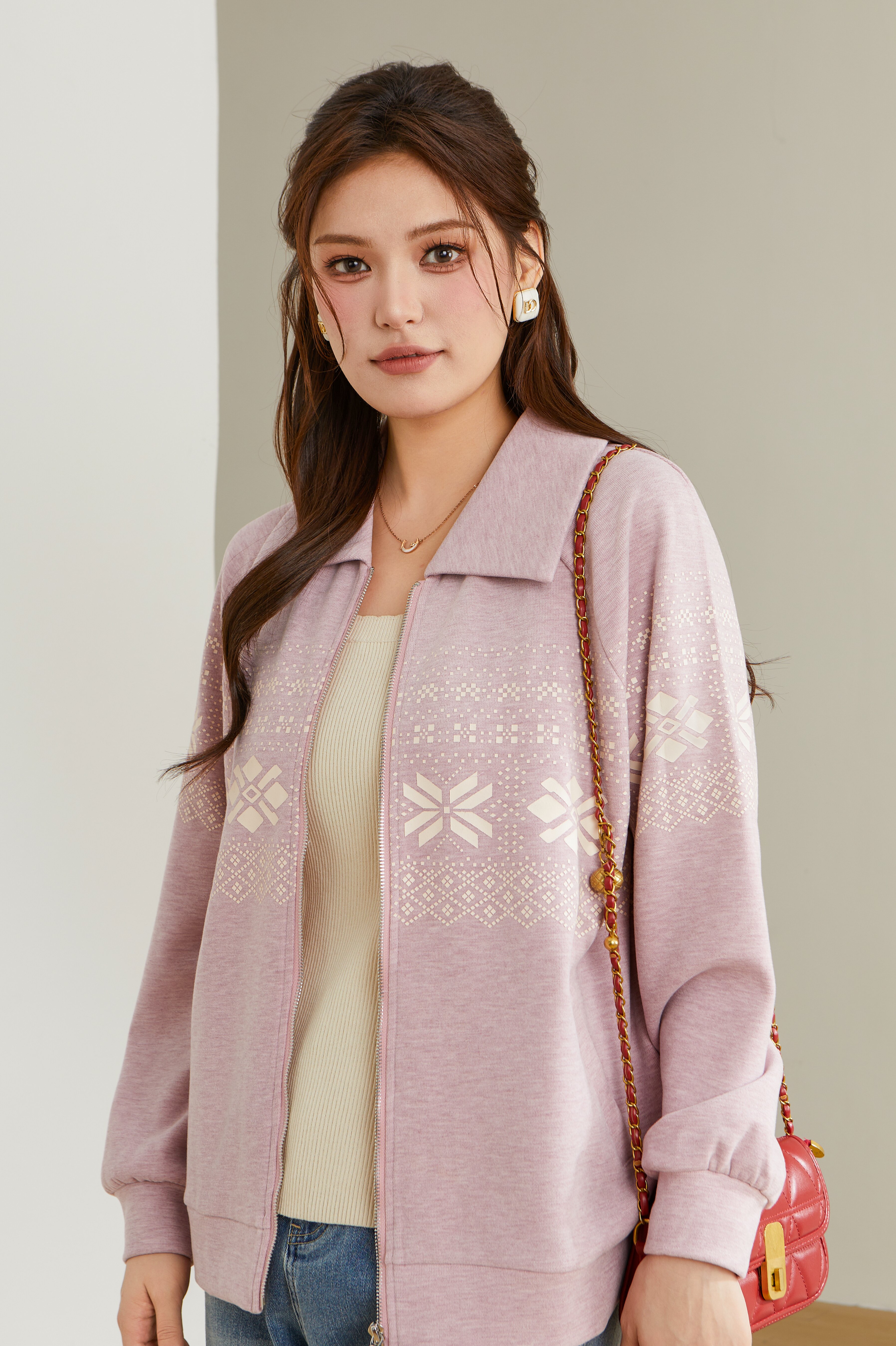 Lapel Printed Thin Jacket DDZ2159