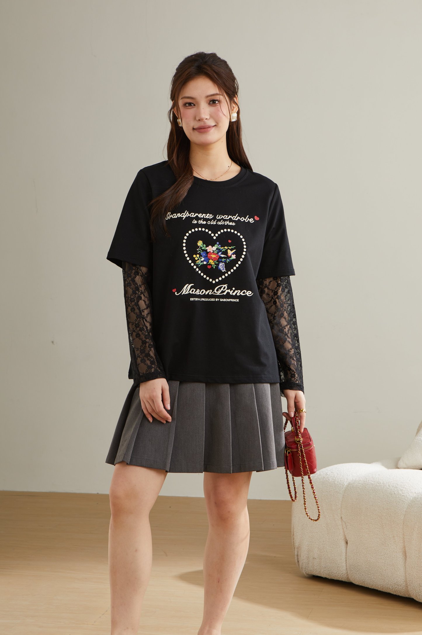 Lace Patchwork Fake Two-Piece T-Shirt ECZ2523