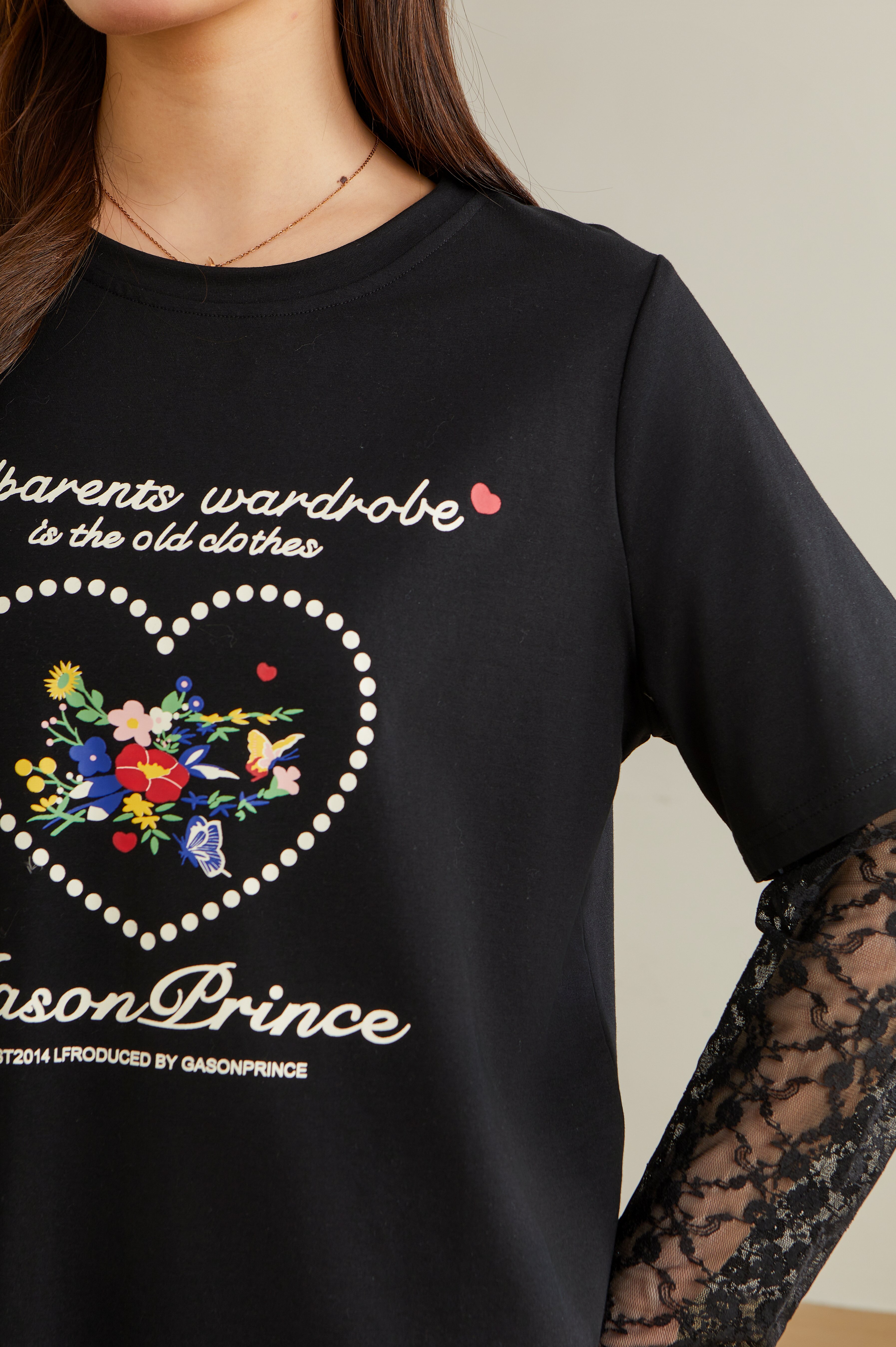 Lace Patchwork Fake Two-Piece T-Shirt ECZ2523