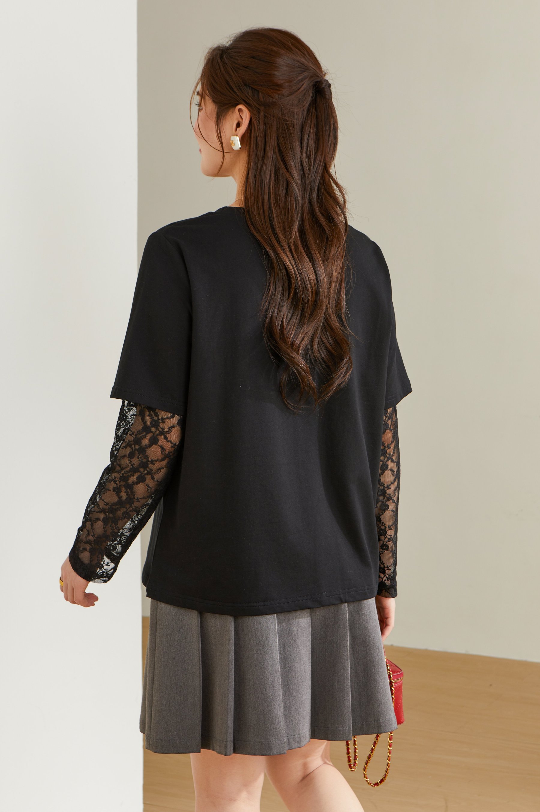 Lace Patchwork Fake Two-Piece T-Shirt ECZ2523