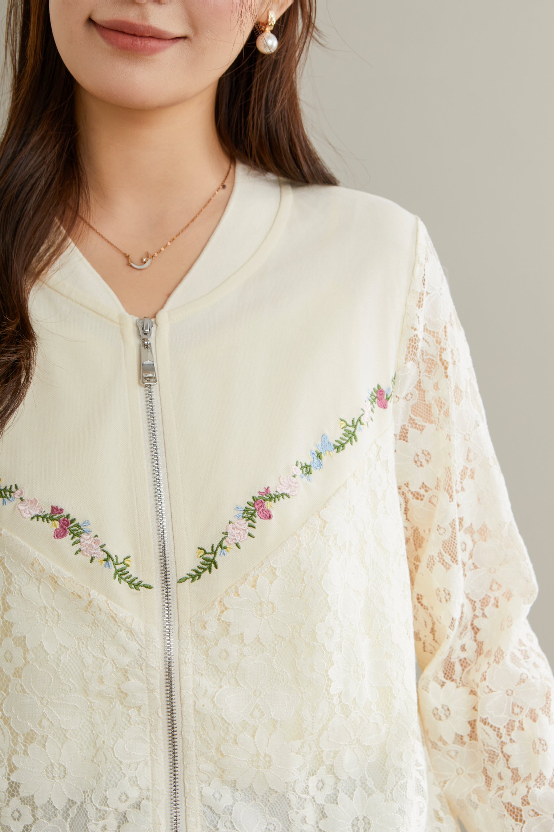 Lace patchwork jacket DDW1803