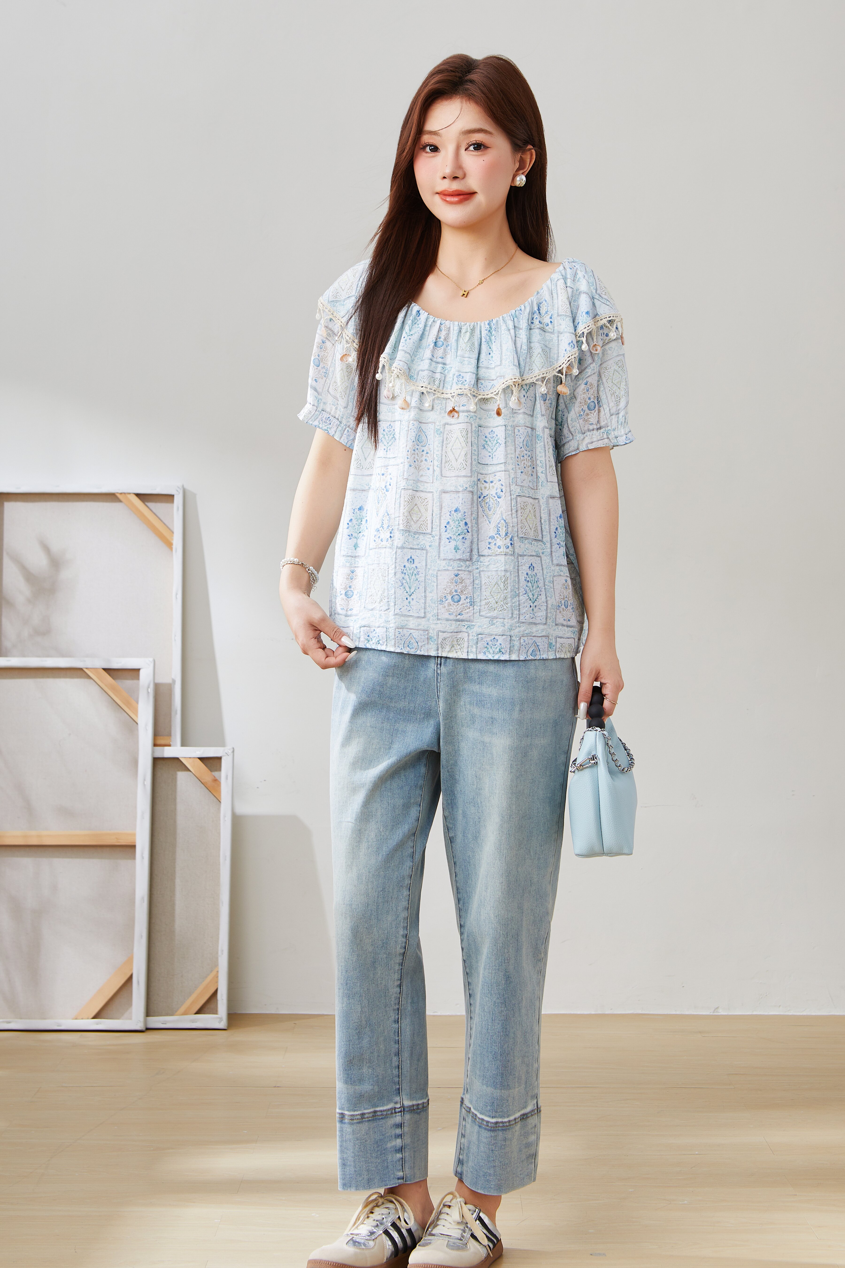 Sweet Vacation Two-Way Printed Blouse EXA5537