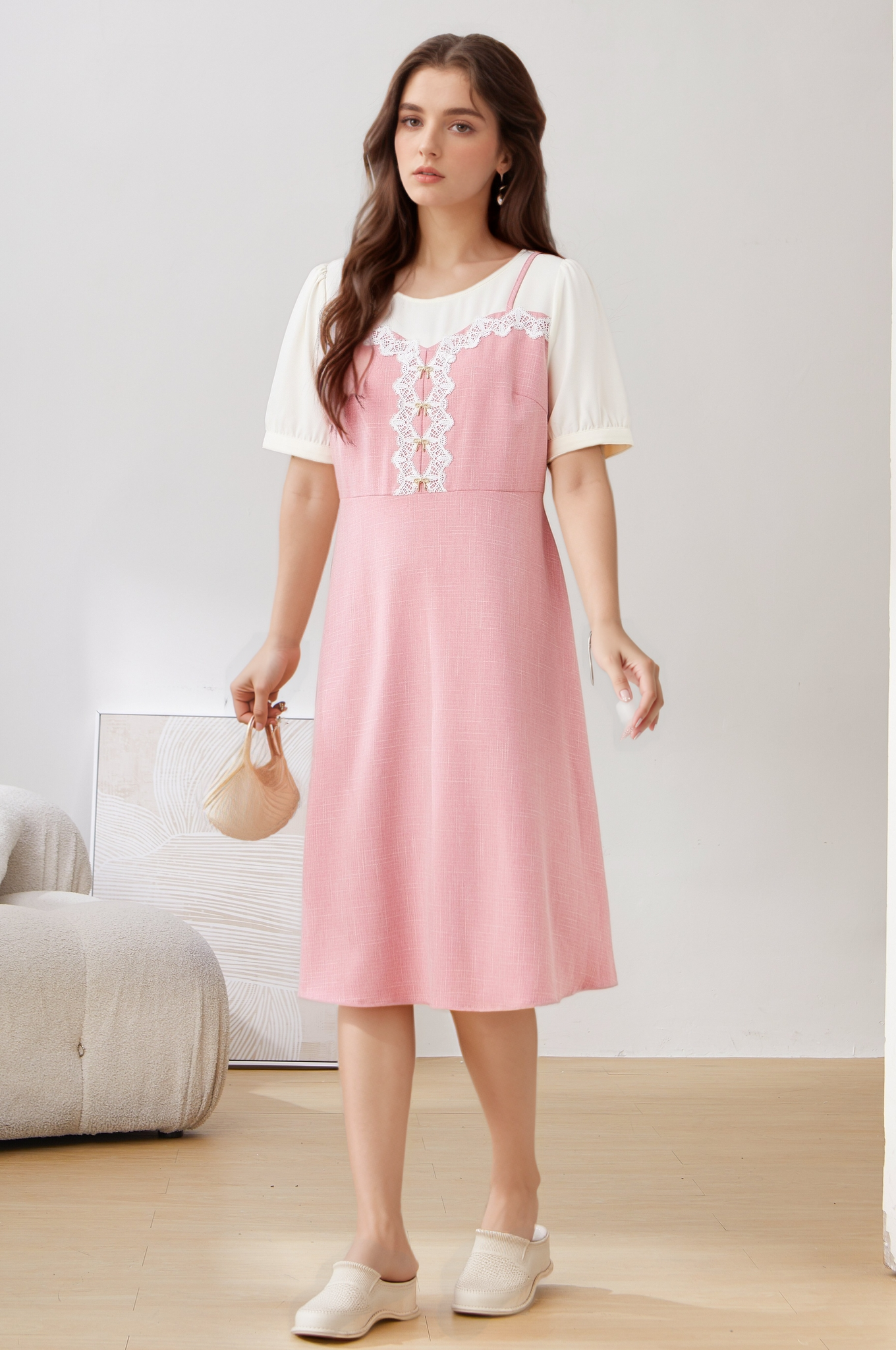 Fake Two-Piece Floral Dress DXQ0759