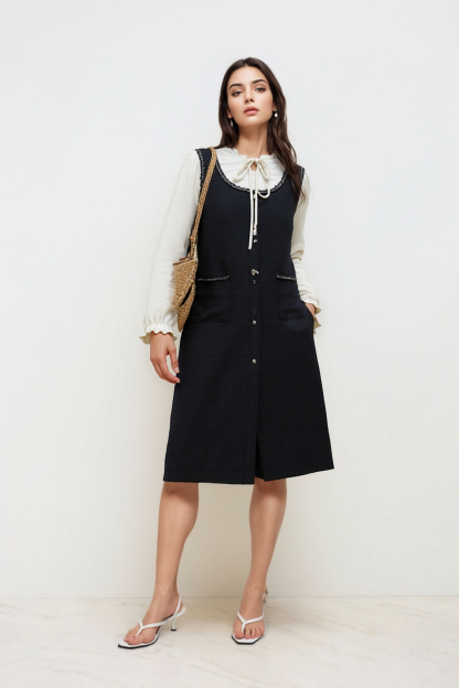 Splicing slim fit and slimming thick long skirt DDQ2375