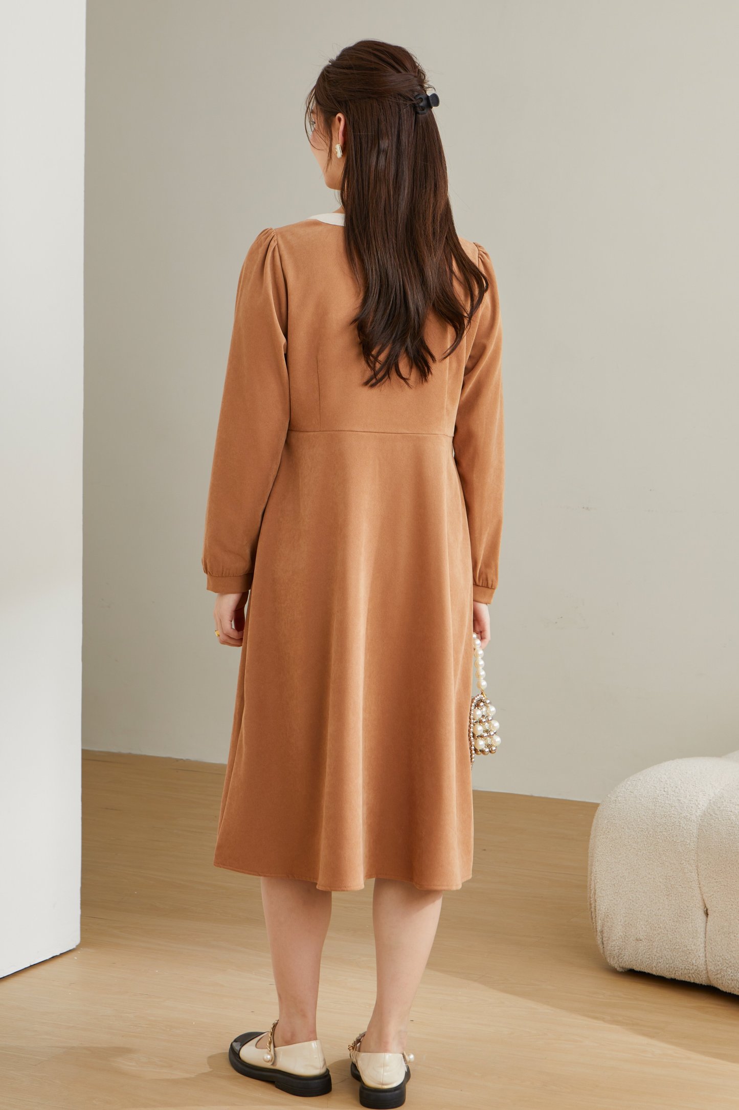 Fake two-piece French-style dress CDQ0715