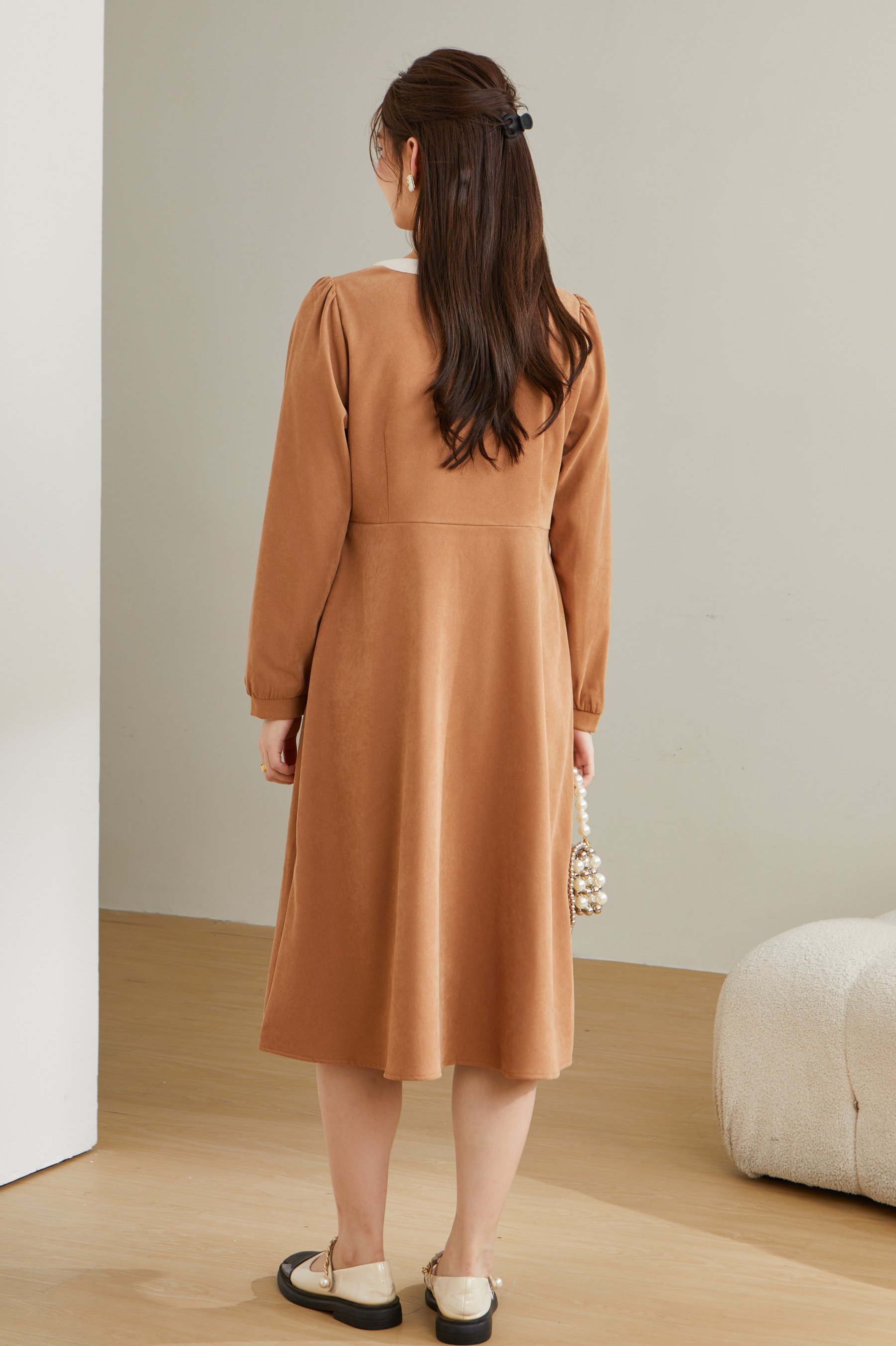 Fake two-piece French-style dress CDQ0715