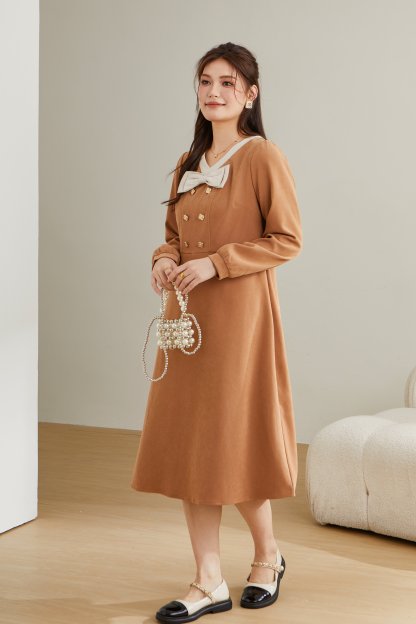 Fake two-piece French-style dress CDQ0715