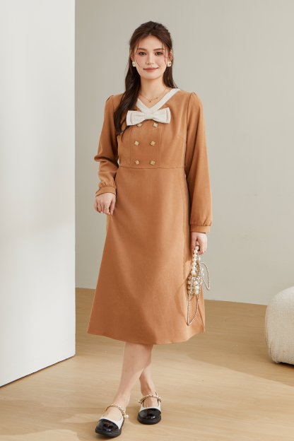 Fake two-piece French-style dress CDQ0715