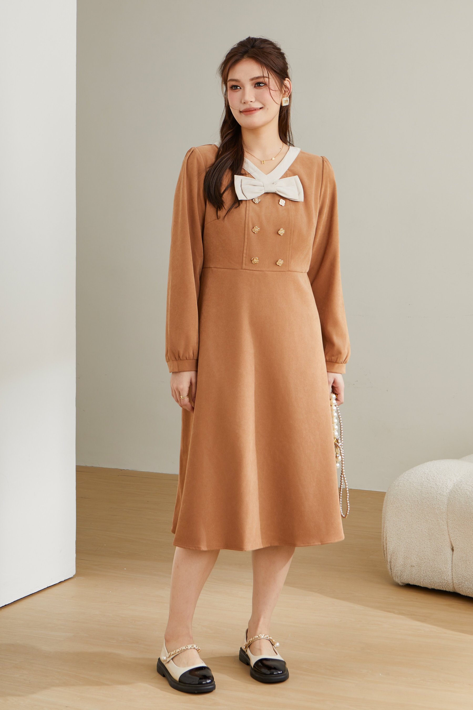 Fake two-piece French-style dress CDQ0715