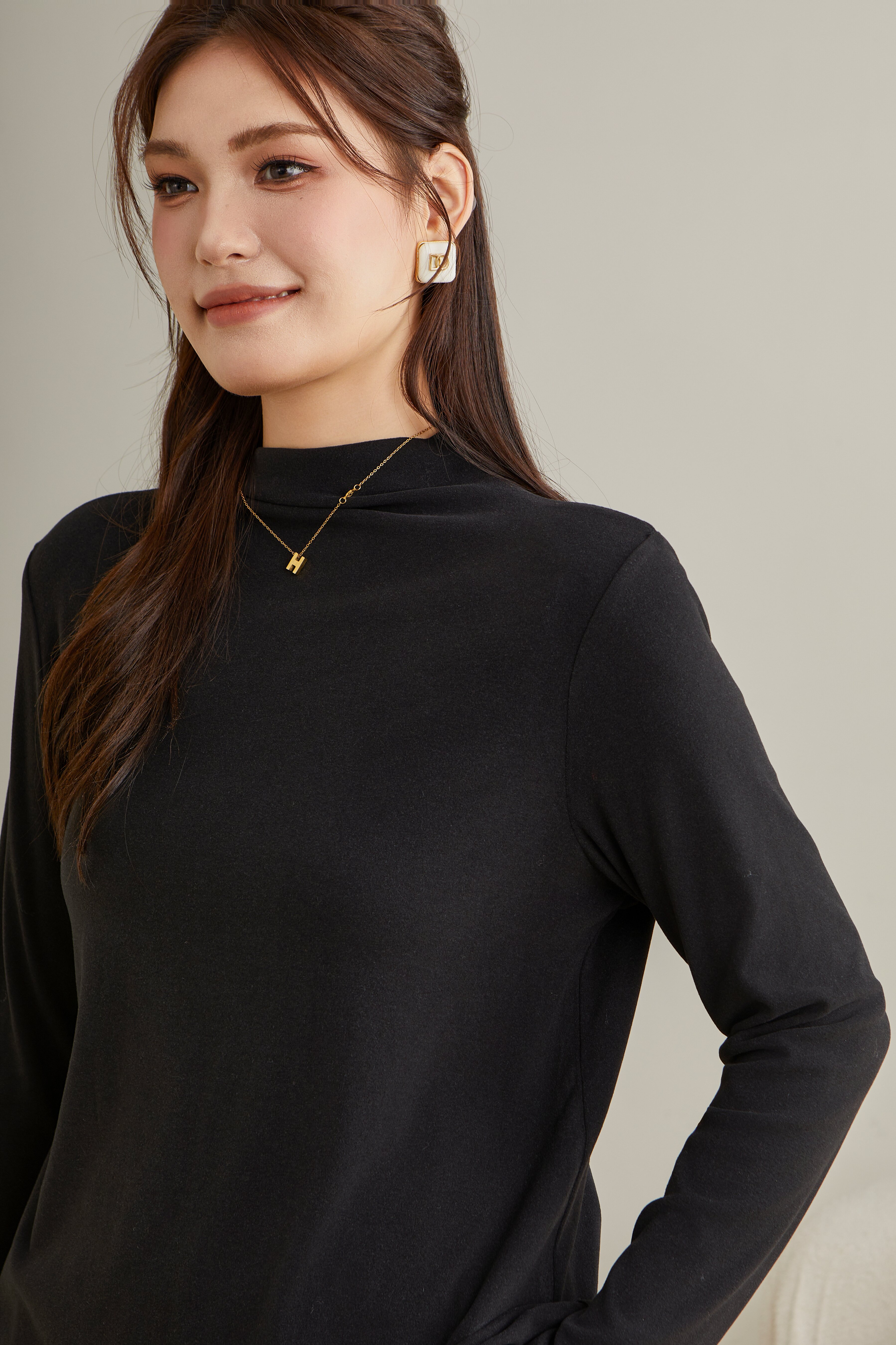 Warm Slim Fit Pile Collar Top DDZ2270