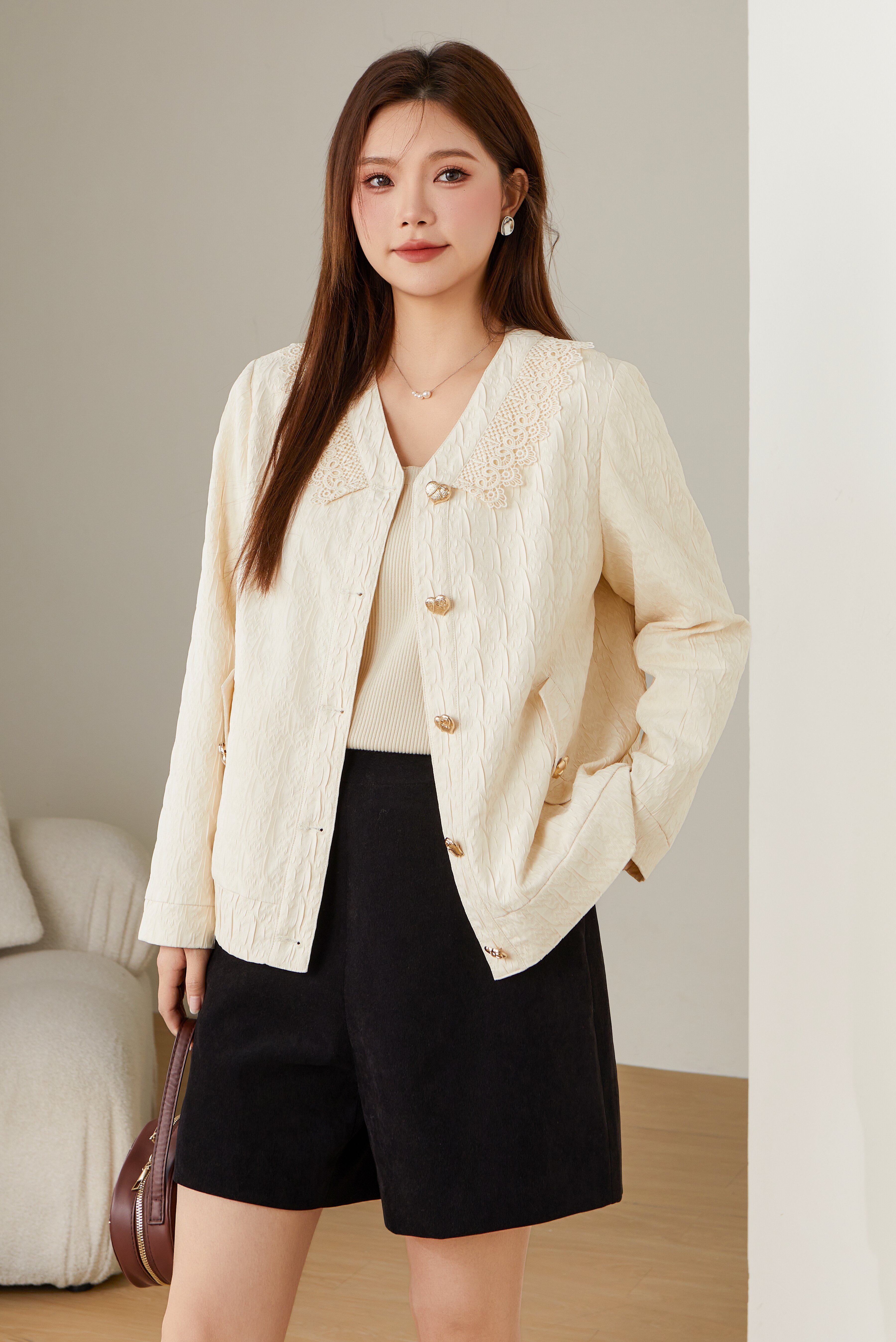 Lace V-neck Thin Jacket ECW2387