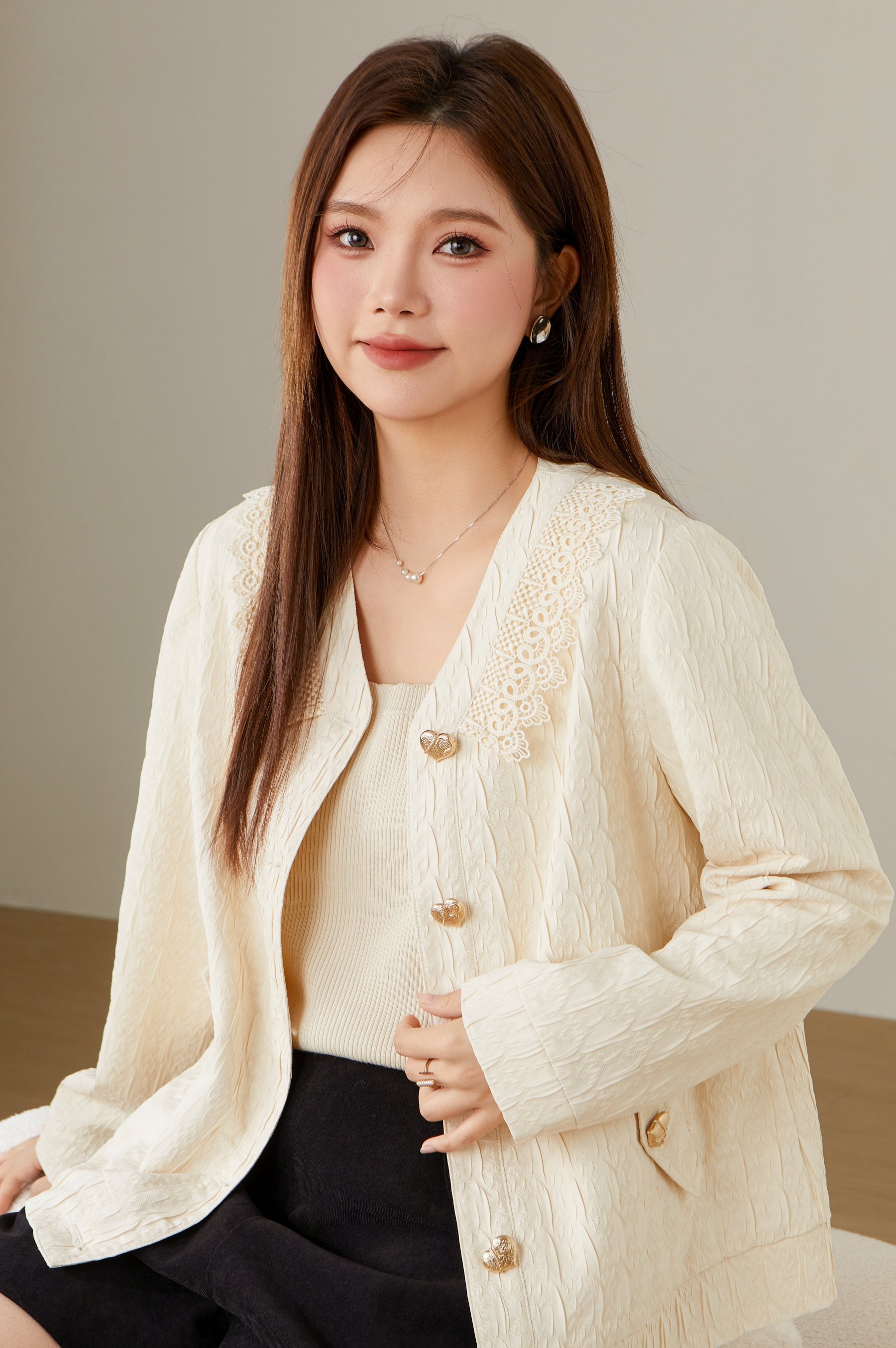 Lace V-neck Thin Jacket ECW2387