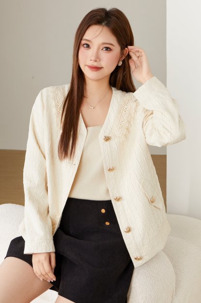 Lace V-neck Thin Jacket ECW2387