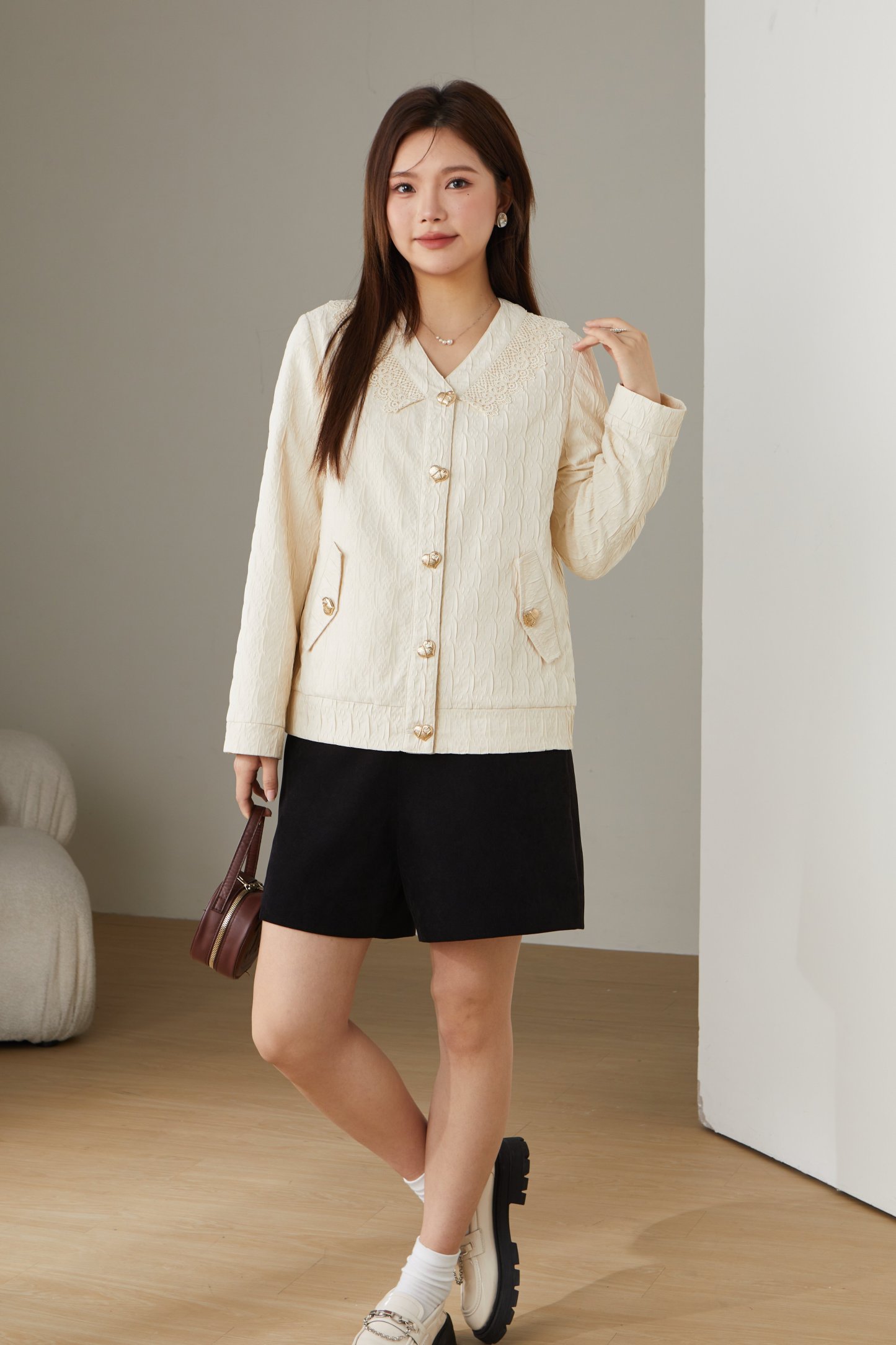 Lace V-neck Thin Jacket ECW2387